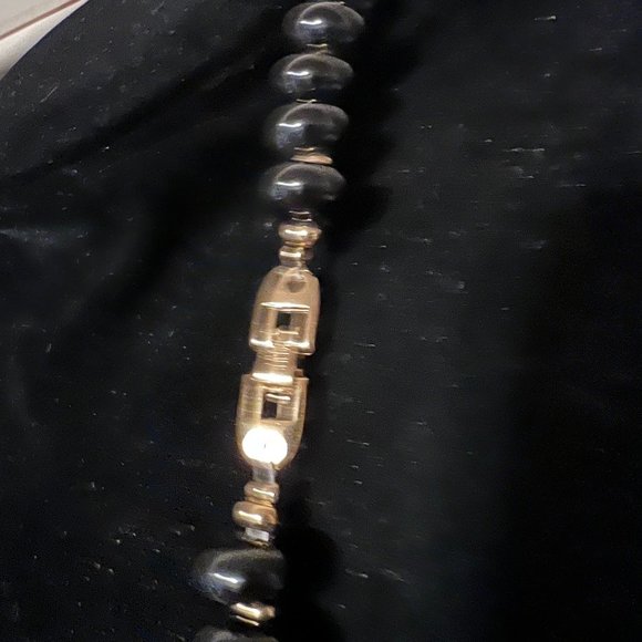 Vintage Napier Black Disc Gold Tone Ball Beaded Necklace - Picture 3 of 4